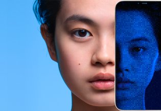 An image of a person using digital devices to address acne, demonstrating instant results in the digital era.
